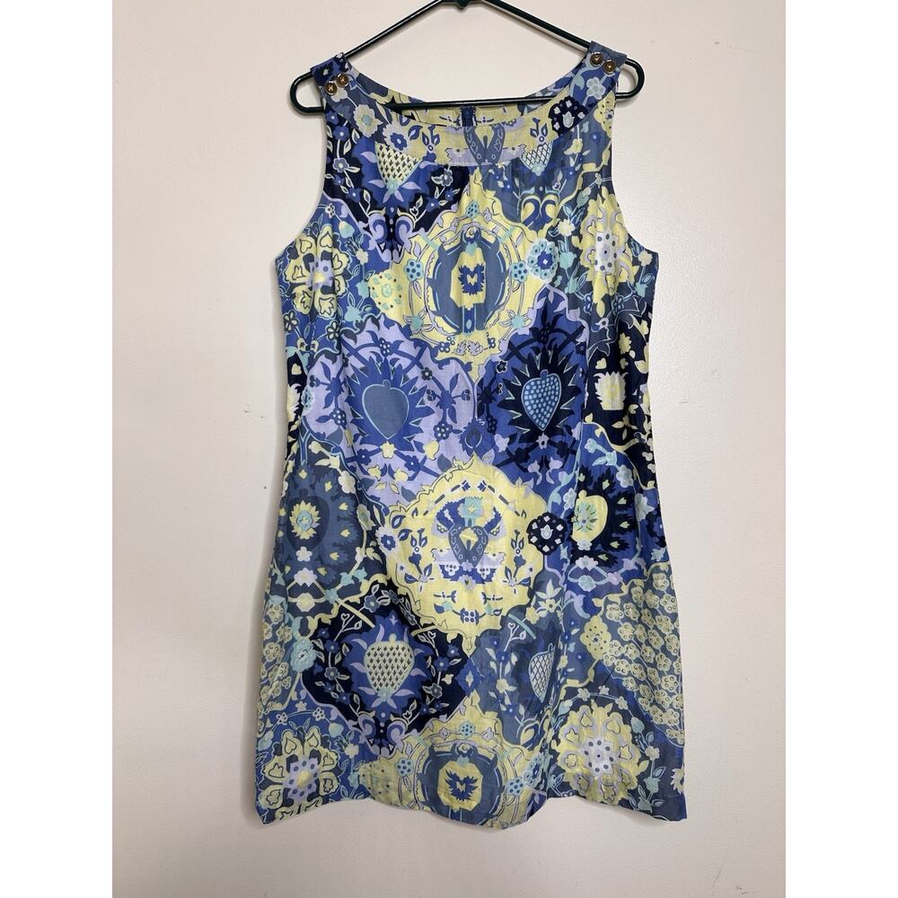 Talbots Woman’s Size 16P Petite Mediterranean Cotton Shift Dress Lightweight